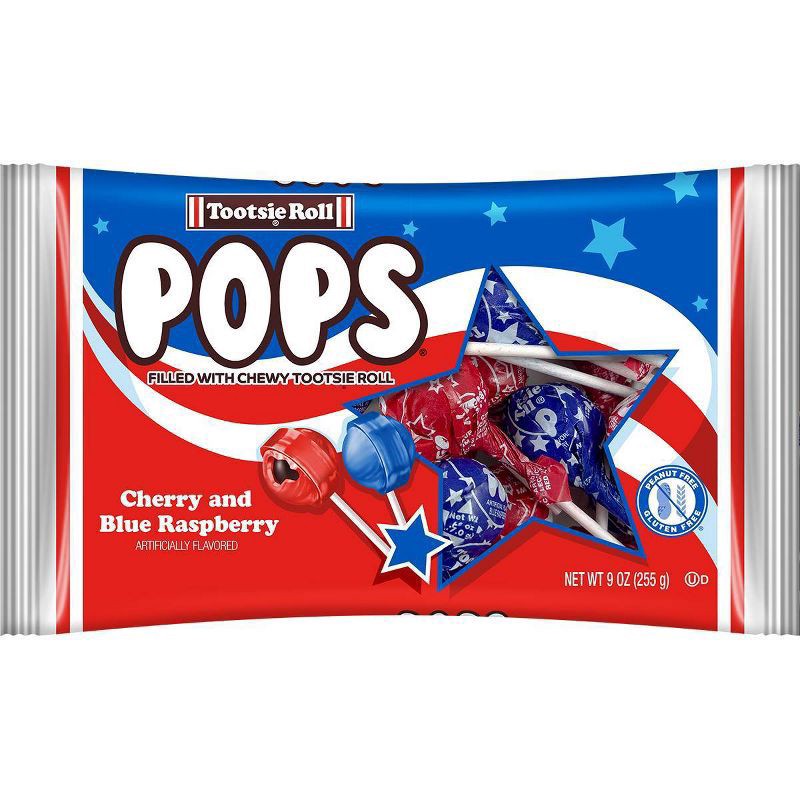 slide 1 of 8, Tootsie Pops Cherry, Strawberry-Vanilla, and Blue Raspberry Pops 9 oz, 9 oz