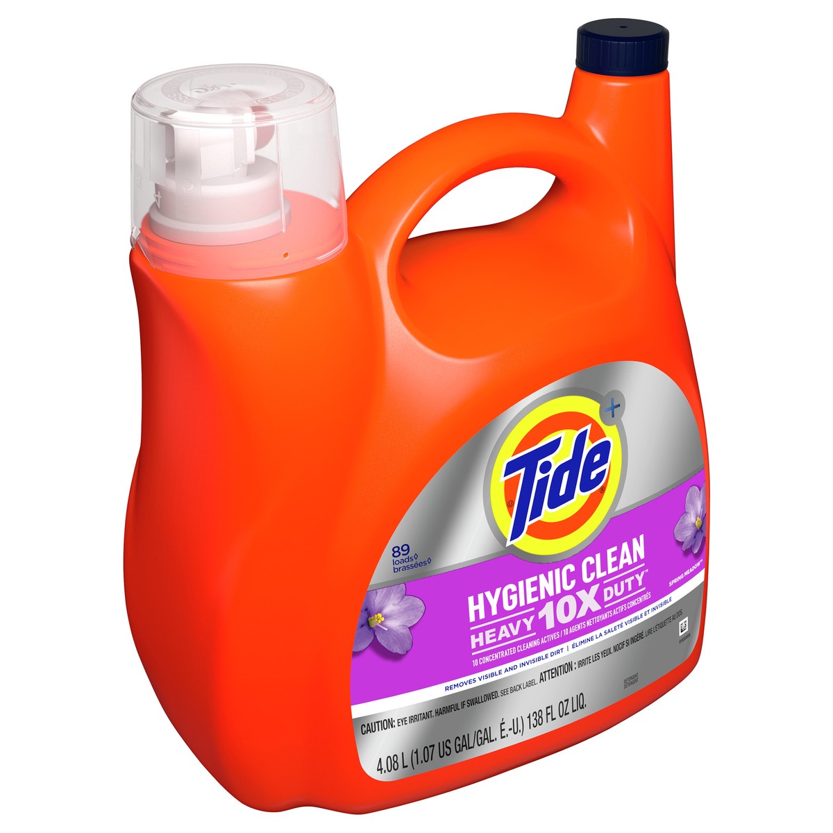 slide 2 of 4, Tide + Heavy 10X Duty Hygienic Clean Spring Meadow Detergent 4.08 lt, 138 fl oz