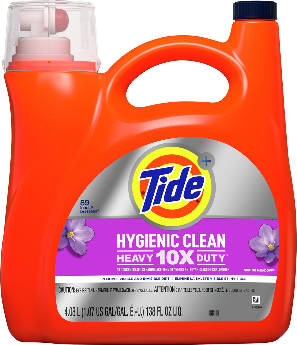 slide 4 of 4, Tide + Heavy 10X Duty Hygienic Clean Spring Meadow Detergent 4.08 lt, 138 fl oz