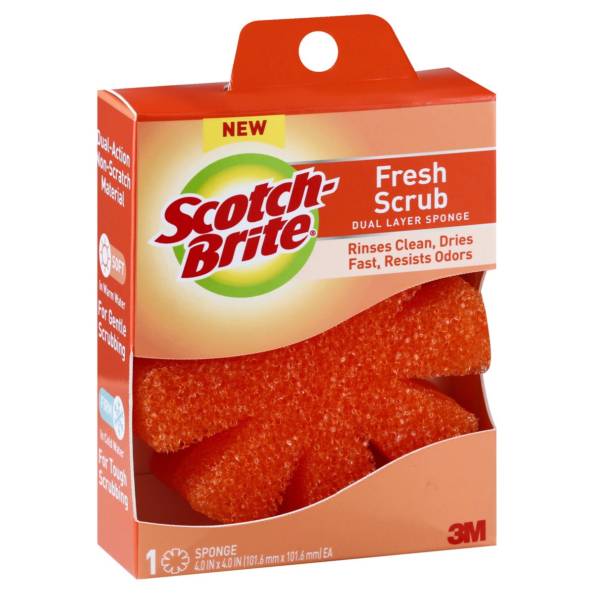 slide 2 of 9, Scotch-Brite Fresh Scrub Soft Sponge - Orange, 1 ct