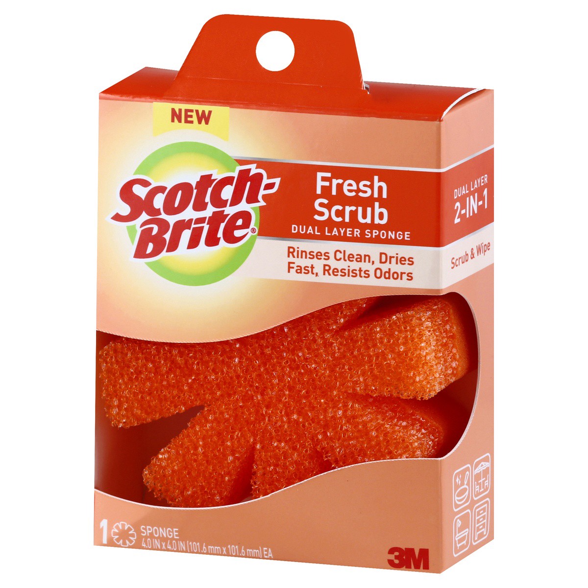 slide 3 of 9, Scotch-Brite Fresh Scrub Soft Sponge - Orange, 1 ct