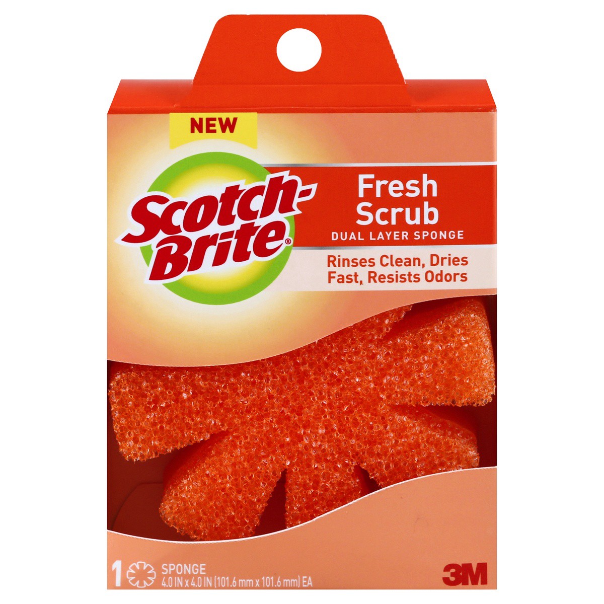 slide 1 of 9, Scotch-Brite Fresh Scrub Soft Sponge - Orange, 1 ct