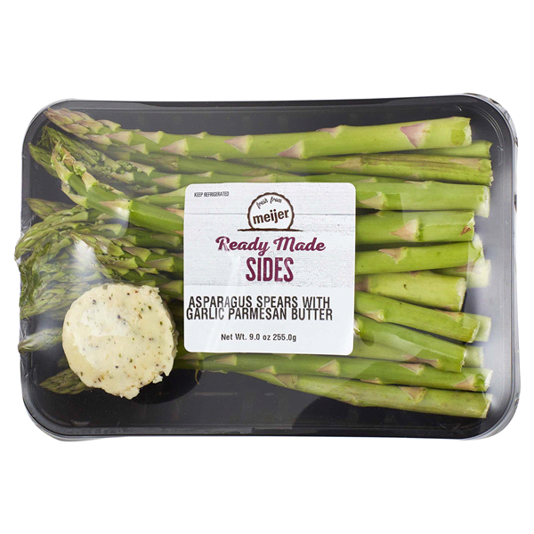 slide 12 of 29, Fresh from Meijer Asparagus With Garlic Parmesan Butter, 9.1 oz, 1 ct