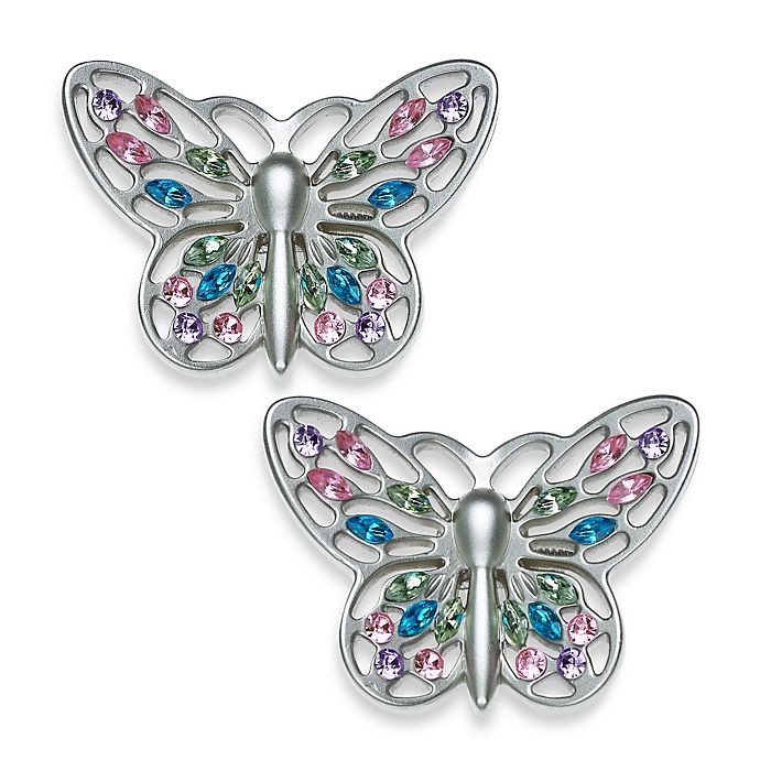 slide 1 of 1, Cambria My Room Jeweled Butterfly Finial - Brushed Nickel, 2 ct