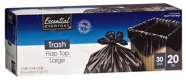 slide 1 of 1, Essential Everyday Large Flap Top Trash Bags, 20 ct