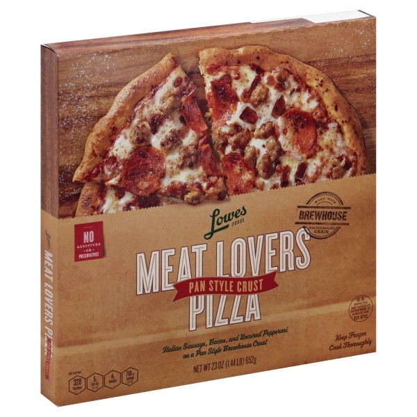 slide 1 of 1, Lowes Foods Pizza Pan Style Crust Meat Lovers, 23 oz