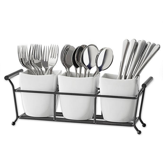 slide 1 of 3, B. Smith Flatware Caddy - White, 4 ct