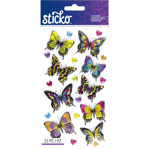 slide 1 of 1, Sticko Stickers Dancing Butterflies, 23 ct