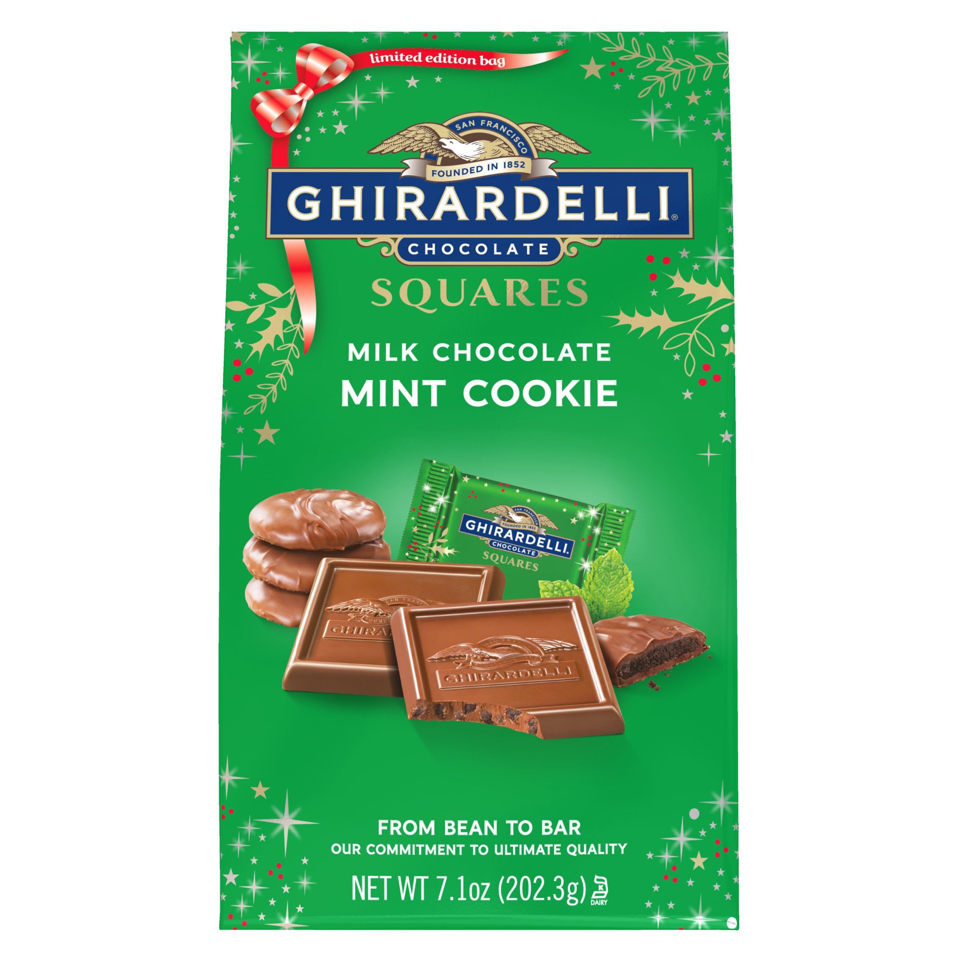 slide 1 of 1, Ghirardelli Squares Milk Chocolate Mint Cookie Christmas Candy, 7.1 oz