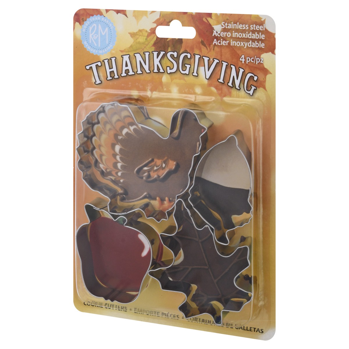 slide 6 of 10, R&M Thanksgiving Stainless Steel Cookie Cutters 4 ea, 4 ct
