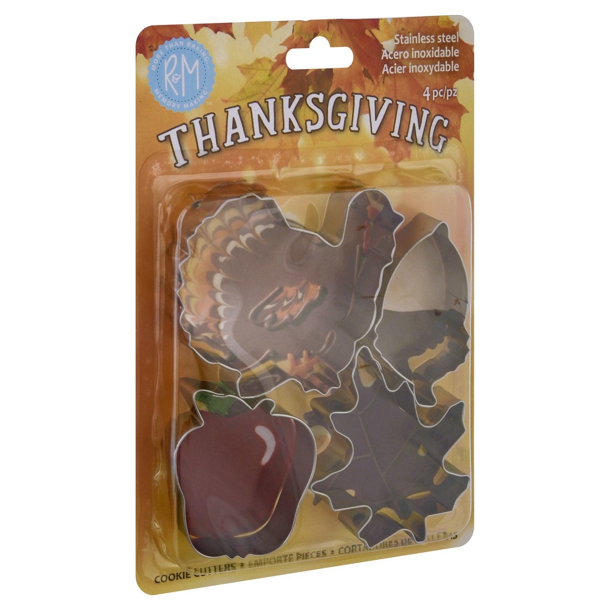 slide 9 of 10, R&M Thanksgiving Stainless Steel Cookie Cutters 4 ea, 4 ct