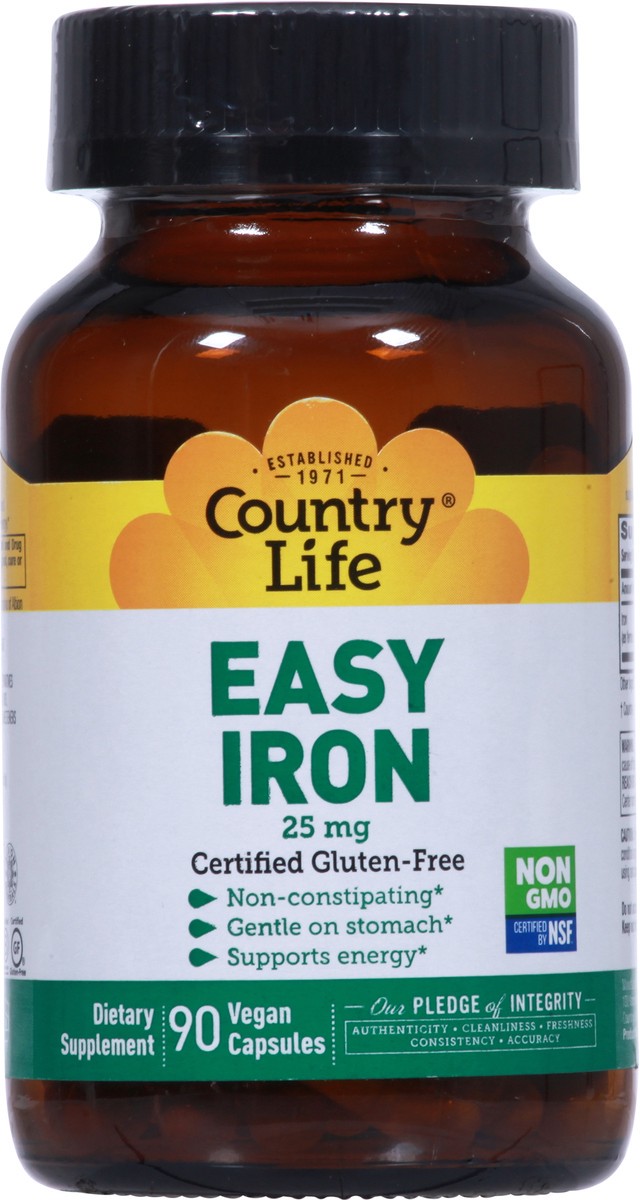 slide 4 of 12, Country Life 25 mg Easy Iron 90 Vegan Capsules, 90 ct