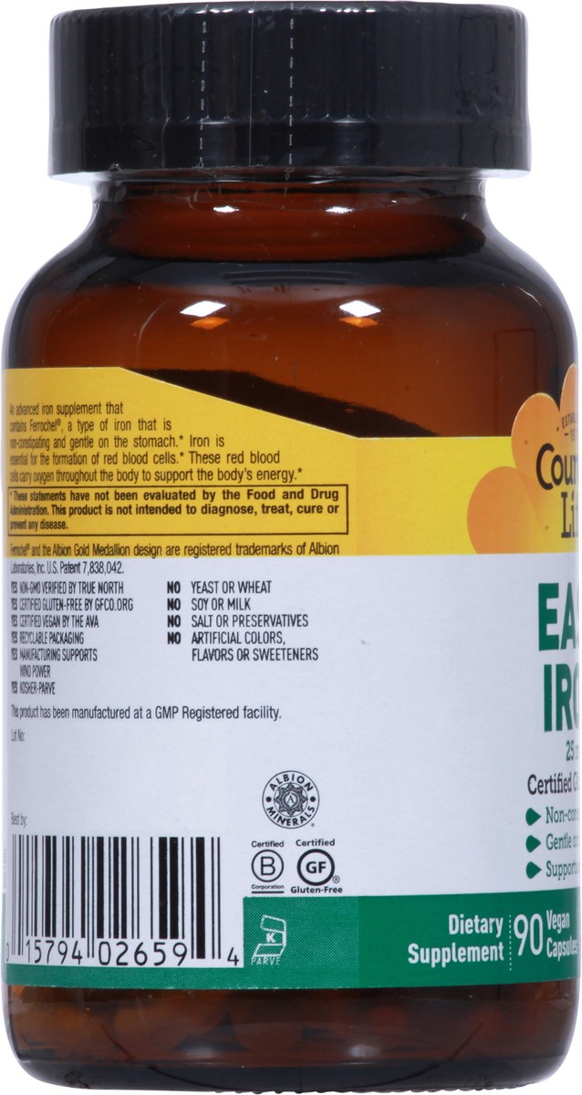 slide 6 of 12, Country Life 25 mg Easy Iron 90 Vegan Capsules, 90 ct