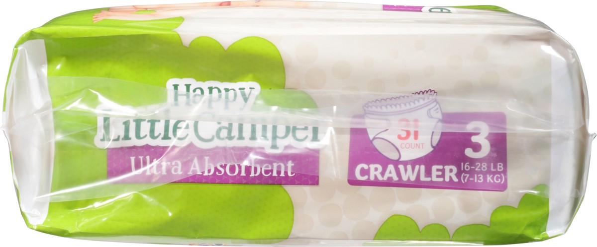 slide 7 of 10, Happy Little Camper 3 (16-28 lb) Crawler Crawler Diaper 31 ea, 31 ct