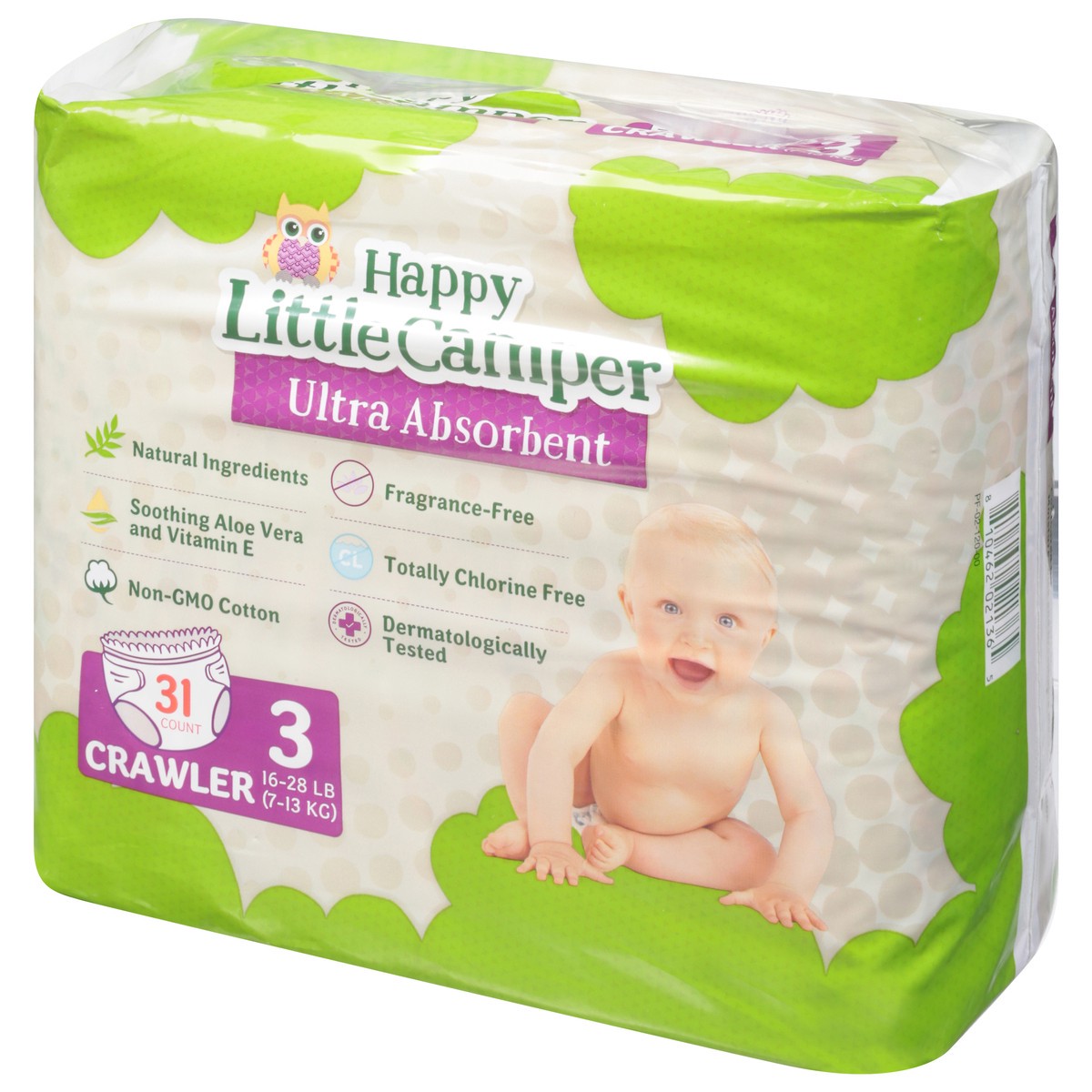 slide 2 of 10, Happy Little Camper 3 (16-28 lb) Crawler Crawler Diaper 31 ea, 31 ct