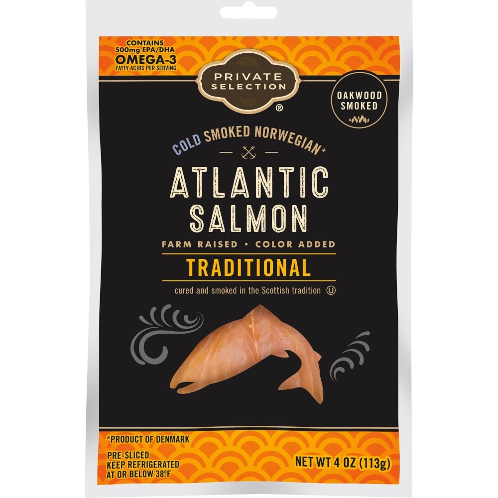 slide 1 of 1, Private Selection Traditional Cold Smoked Norwegian Atlantic Salmon, 4 oz