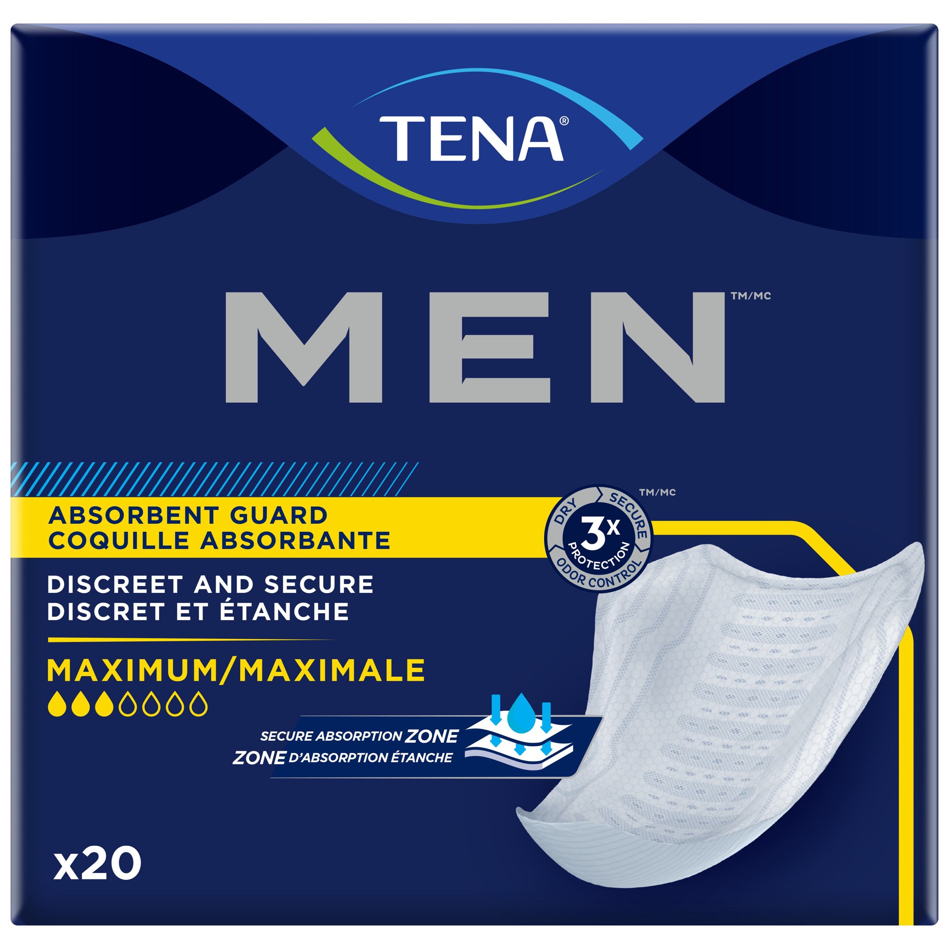 slide 2 of 6, Tena Incontinence Guards for Men, Maximum Absorbency, 20 ct, 20 ct