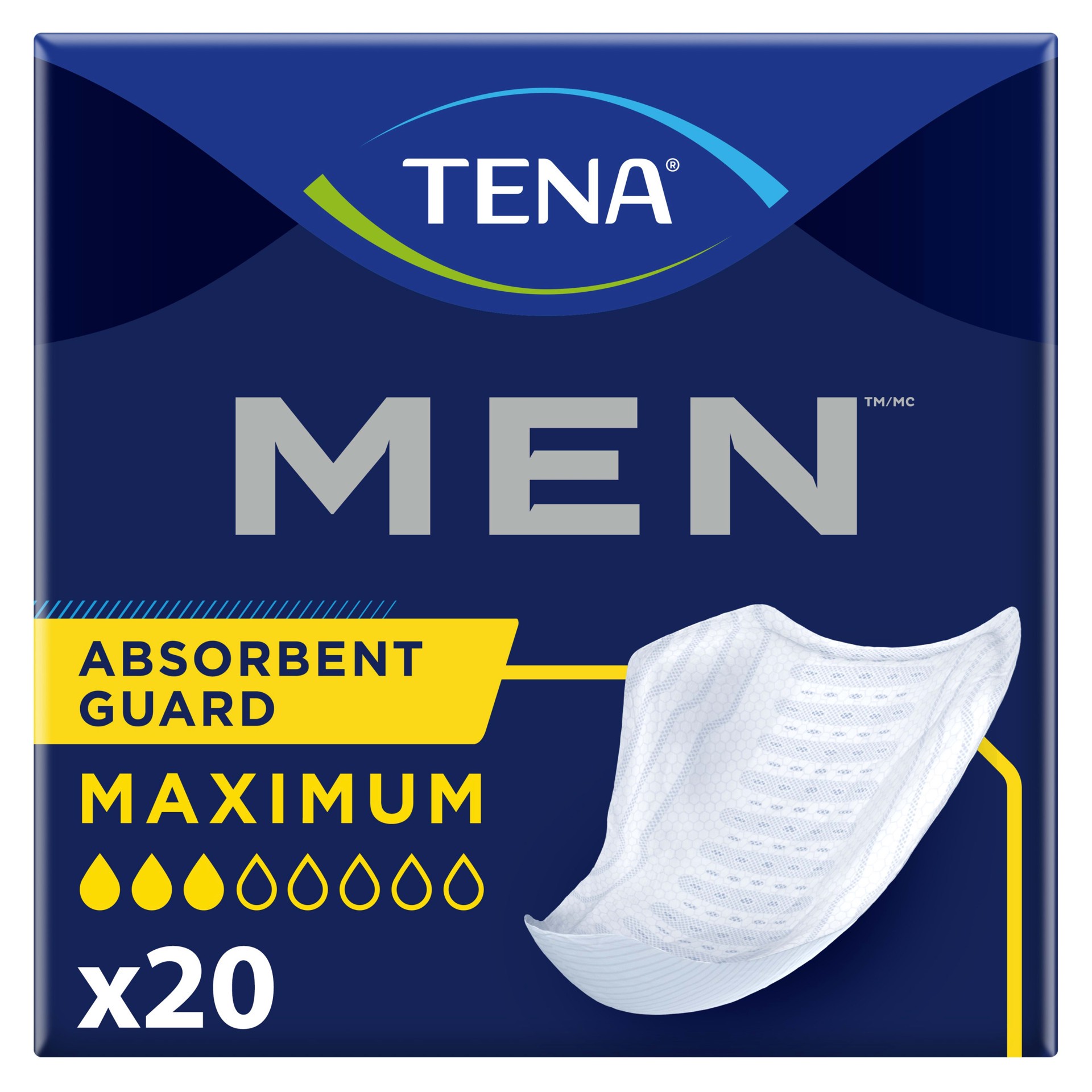 slide 1 of 6, Tena Incontinence Guards for Men, Maximum Absorbency, 20 ct, 20 ct