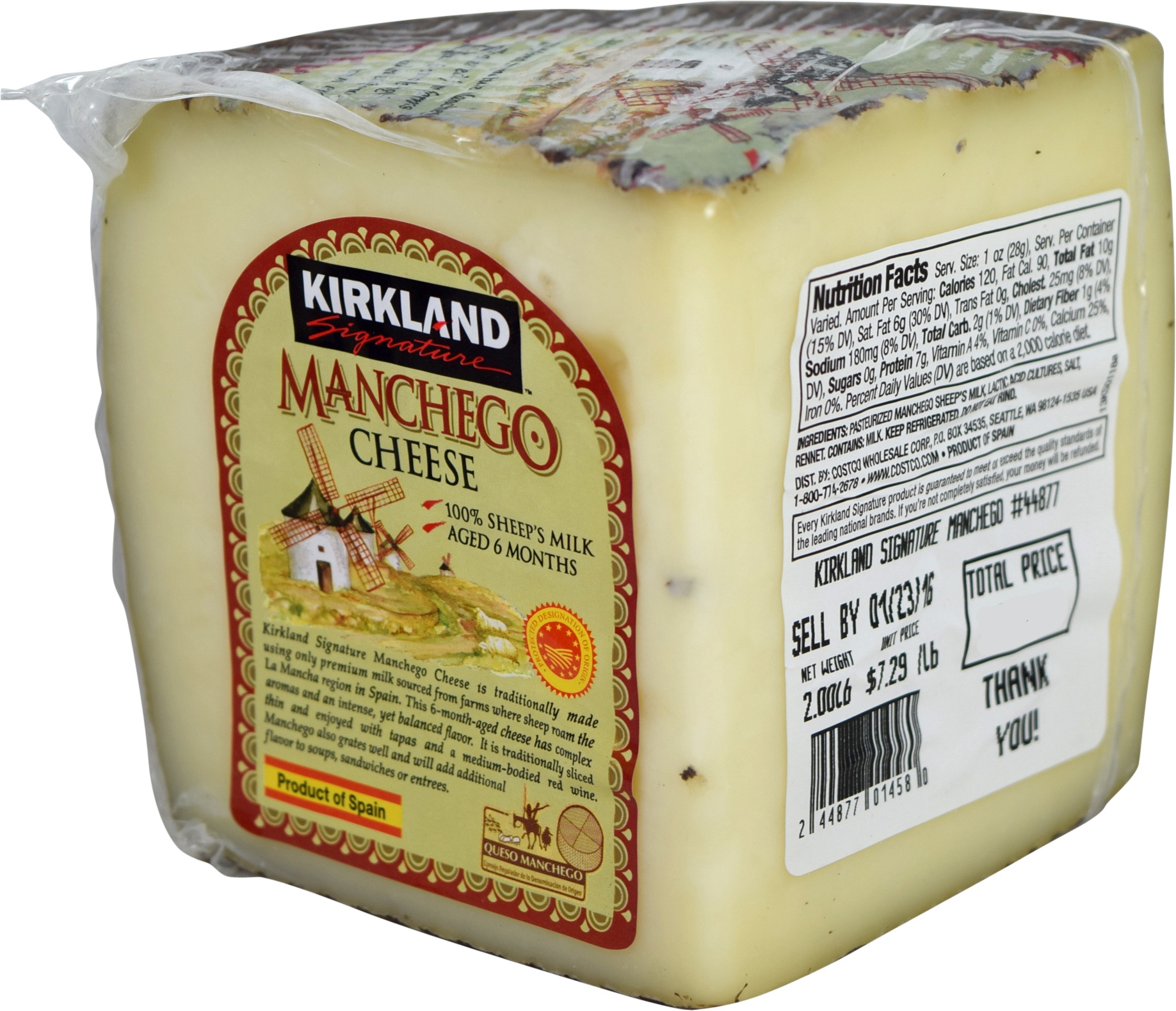 slide 1 of 1, Kirkland Signature 6 Month Aged Spanish Manchego Cheese, 