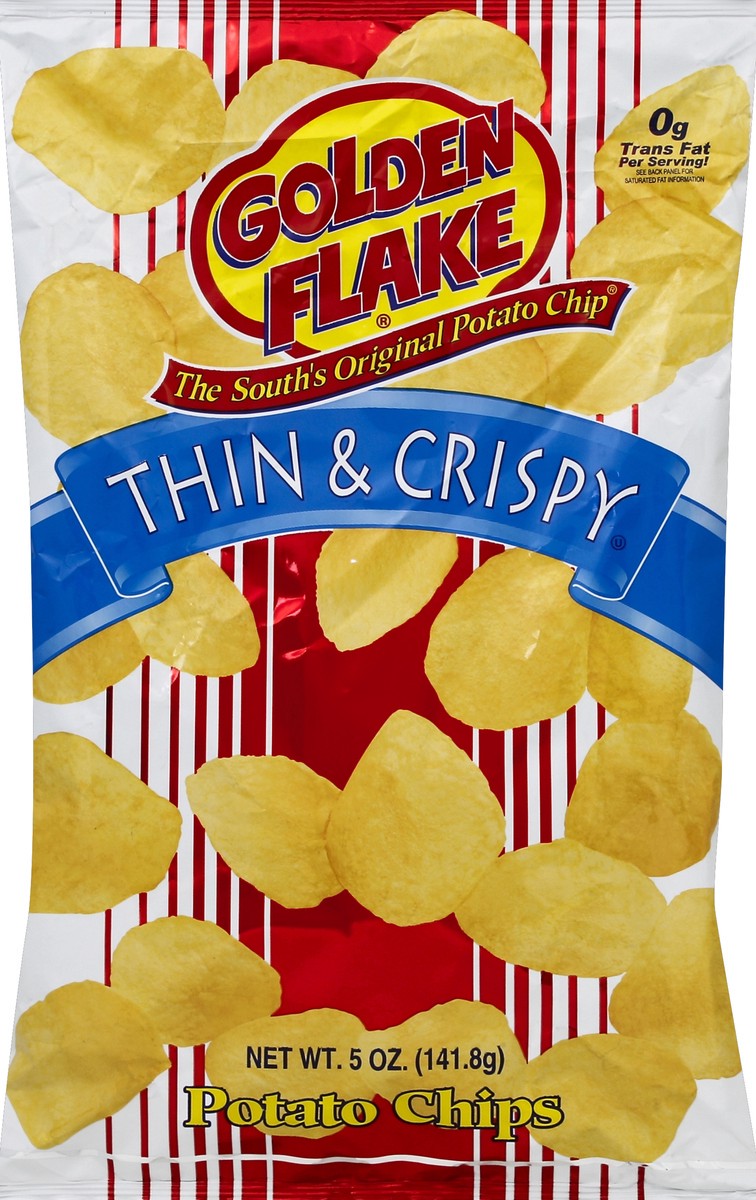 slide 5 of 5, Golden Flake Thin & Crispy Potato Chips, 5 oz