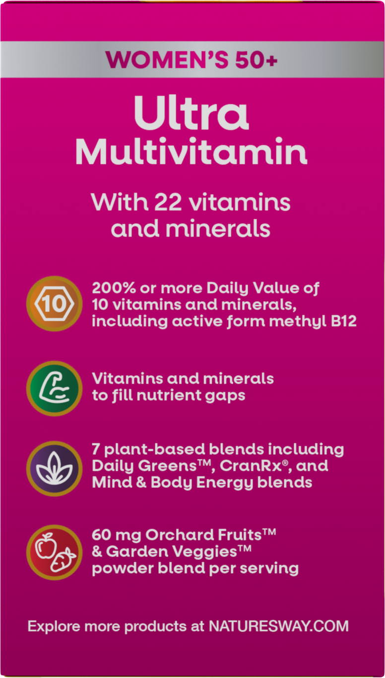 slide 3 of 5, Nature's Way Alive! One Daily Women's 50+ Ultra Multivitamin 60 Tablets, 60 ct