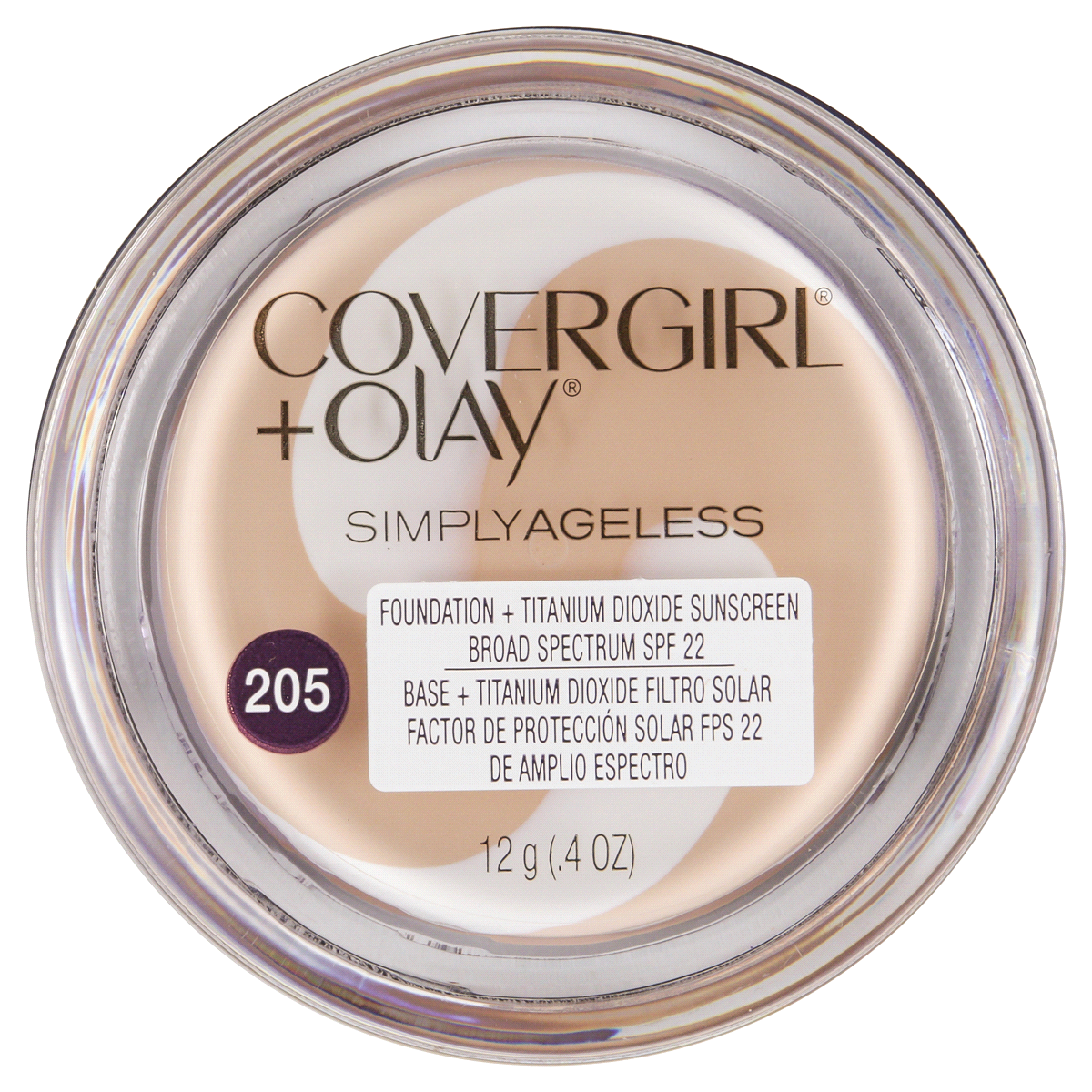 slide 2 of 3, Covergirl + Olay Wrinkle Simply Ageless Defying Cream Foundation, Ivory 205, 0.4 oz