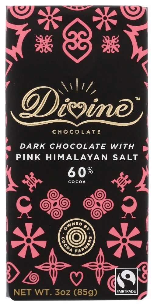 slide 2 of 3, Divine 60 Cocoa Dark Chocolate With Pink Himalayan Salt Bar, 3 oz