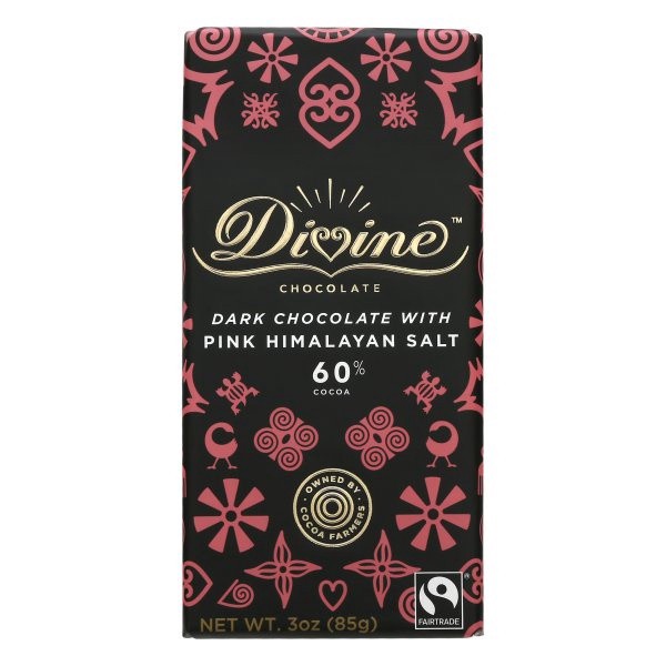 slide 1 of 3, Divine 60 Cocoa Dark Chocolate With Pink Himalayan Salt Bar, 3 oz