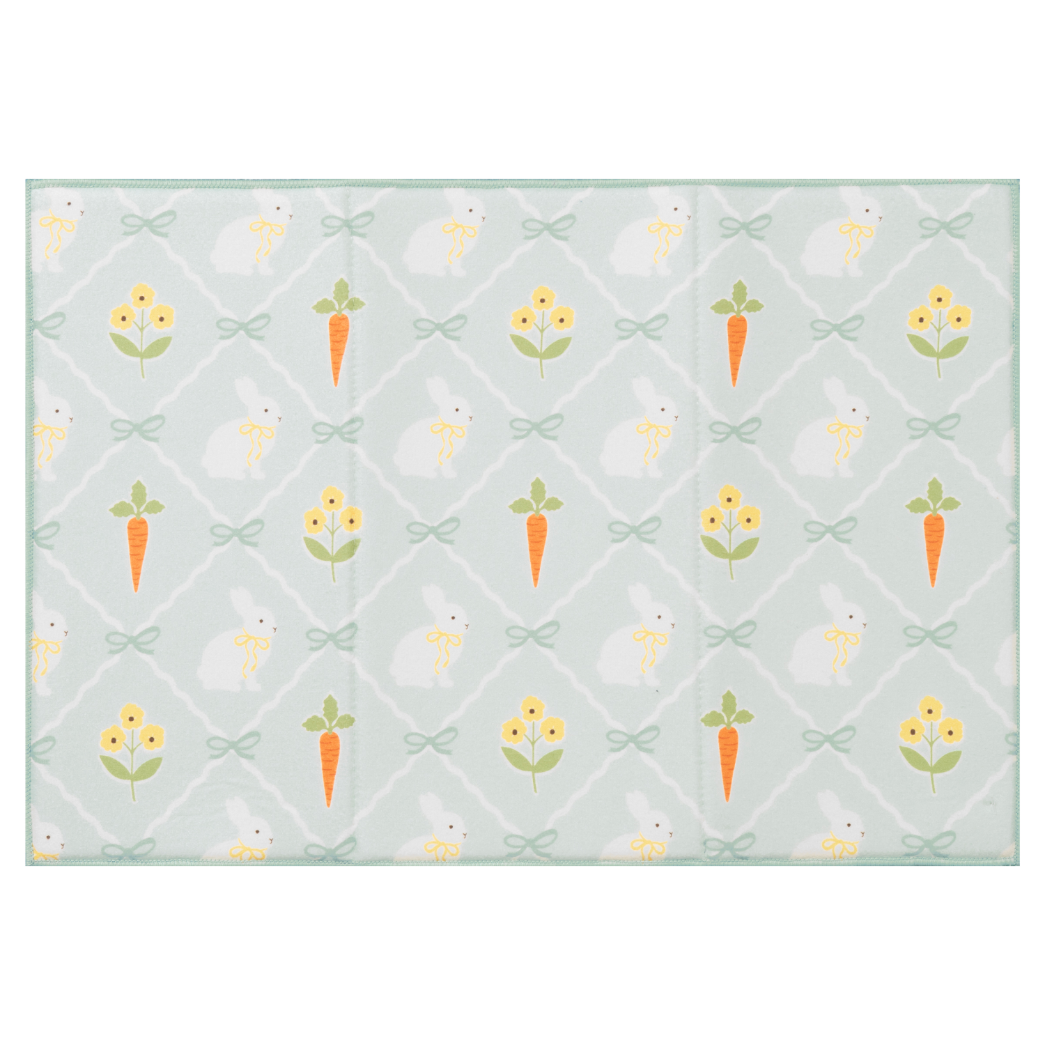 slide 1 of 2, Meijer Corporate Seasonal Easter Bunny Floral Grid Dish Drying Mat - 14 in x 21 in, 1 ct