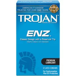 Trojan Enz Premium Smooth Lubricated Condoms, 12 Count