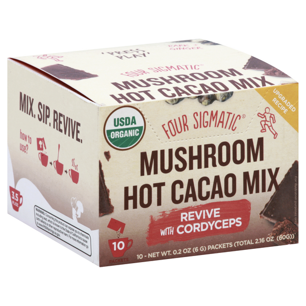 slide 1 of 1, Four Sigmatic Mushroom Hot Cacao Mix, Organic 10-0.2 Oz Packets, 2.16 oz