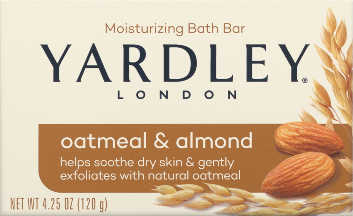 slide 3 of 7, Yardley London Nourishing Bath Soap Bar Oatmeal & Almond, Helps Soothe Dry Skin & Gently Exfoliates with Natural Oatmeal, 4.0 oz Bath Bar, 1 Soap Bar, 4 oz