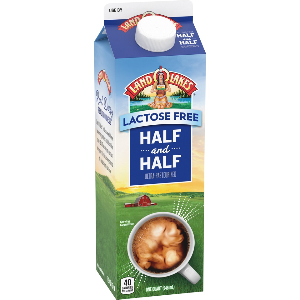 slide 5 of 8, Land O'Lakes Lactose-Free Half And Half, 1 Quart, 32 fl oz