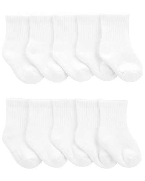 slide 1 of 1, Carter's Baby 10-Pack Crew Socks White 3-12, 1 ct