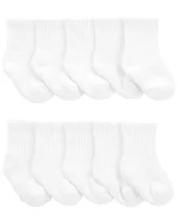Carter's Baby 10-Pack Crew Socks White 3-12