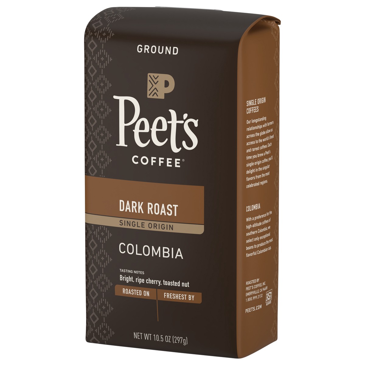 slide 5 of 9, Peet's Coffee, Single Origin Colombia, Dark Roast Ground Coffee - 10.5oz Bag, 10.5 oz