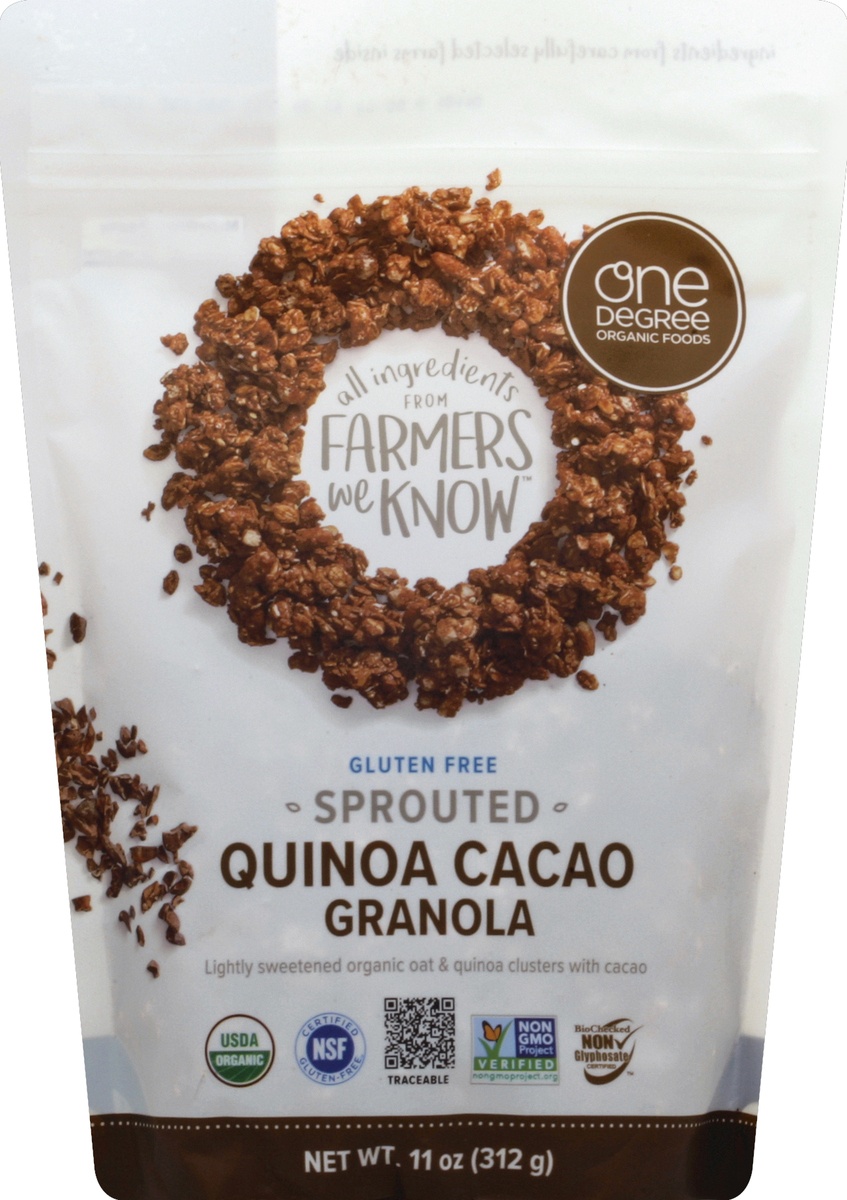 slide 2 of 2, One Degree Organic Foods Sprouted Oat Granola Quinoa Cacao, 11 oz