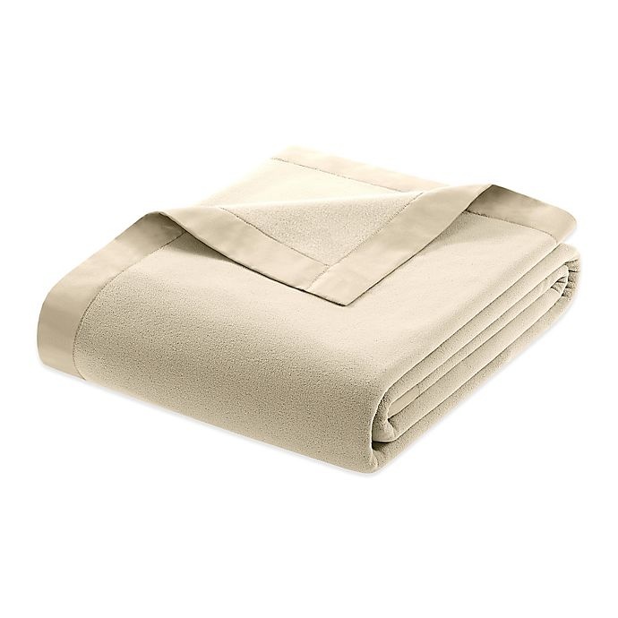 slide 1 of 1, True North by Sleep Philosophy Microfleece Full/Queen Blanket with Satin Binding - Natural, 1 ct