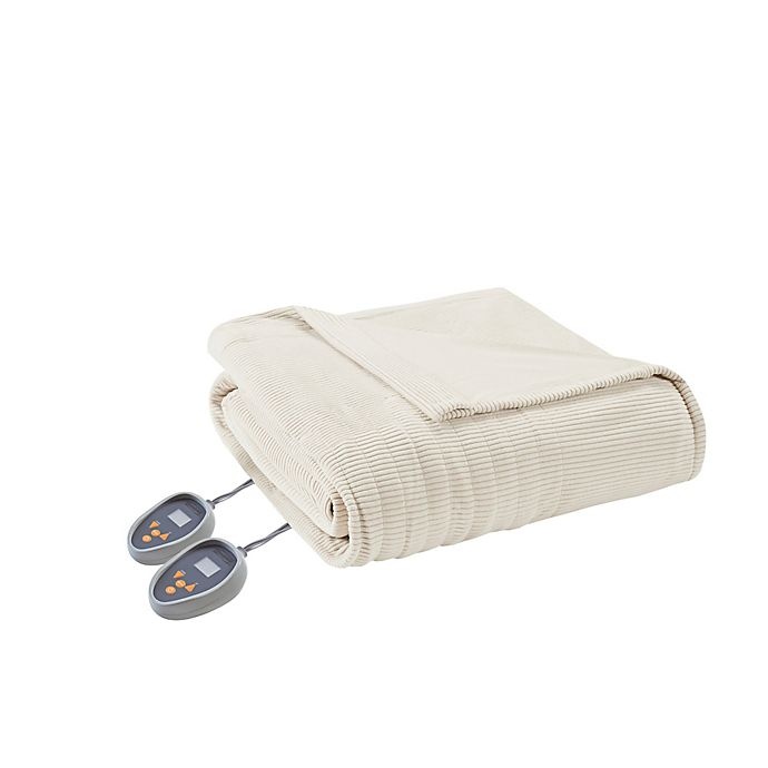 slide 1 of 4, Beautyrest Heated Ribbed Micro Fleece Full Blanket - Ivory, 1 ct