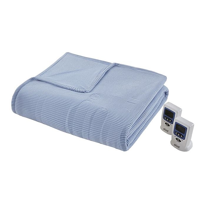 slide 4 of 4, Beautyrest Heated Ribbed Micro Fleece Full Blanket - Lake, 1 ct