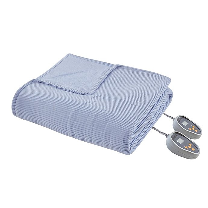 slide 1 of 4, Beautyrest Heated Ribbed Micro Fleece Full Blanket - Lake, 1 ct