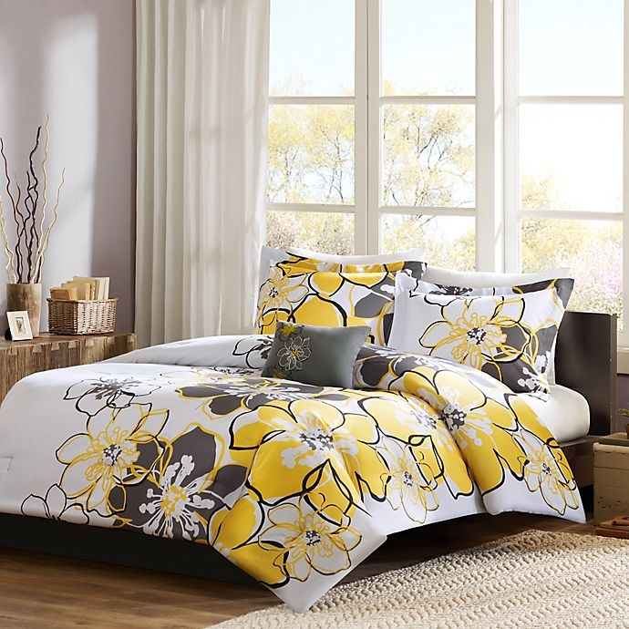 slide 1 of 4, Mi Zone Mizone Allison Reversible Twin/Twin XL Comforter Set - Yellow/Grey, 1 ct