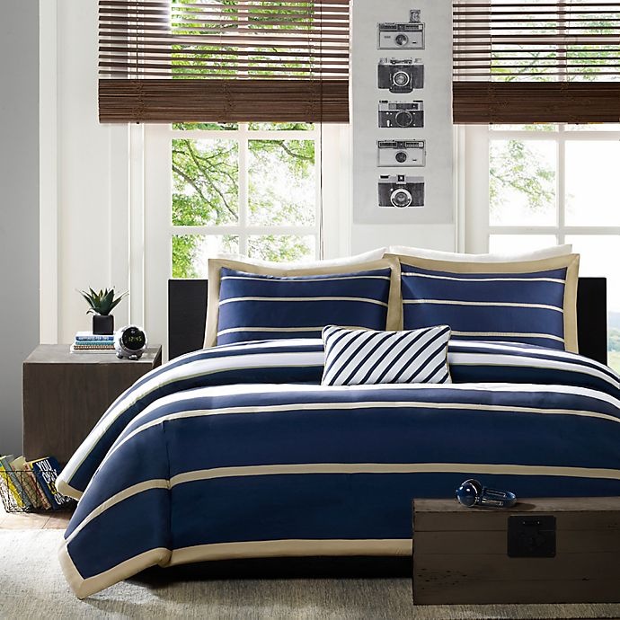 slide 2 of 6, Mi Zone Ashton Stripe Printed Twin/Twin XL Comforter Bedding Set - Navy, 1 ct