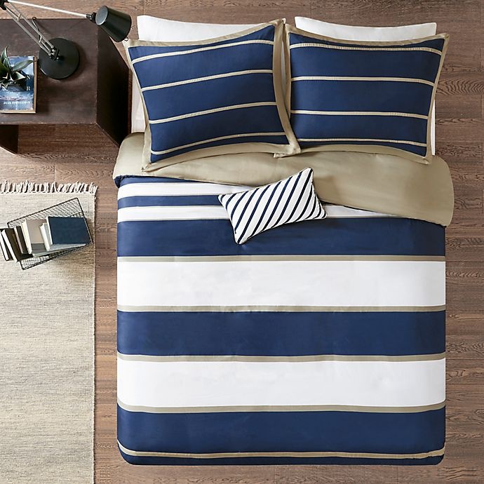 slide 3 of 6, Mi Zone Ashton Stripe Printed Twin/Twin XL Comforter Bedding Set - Navy, 1 ct