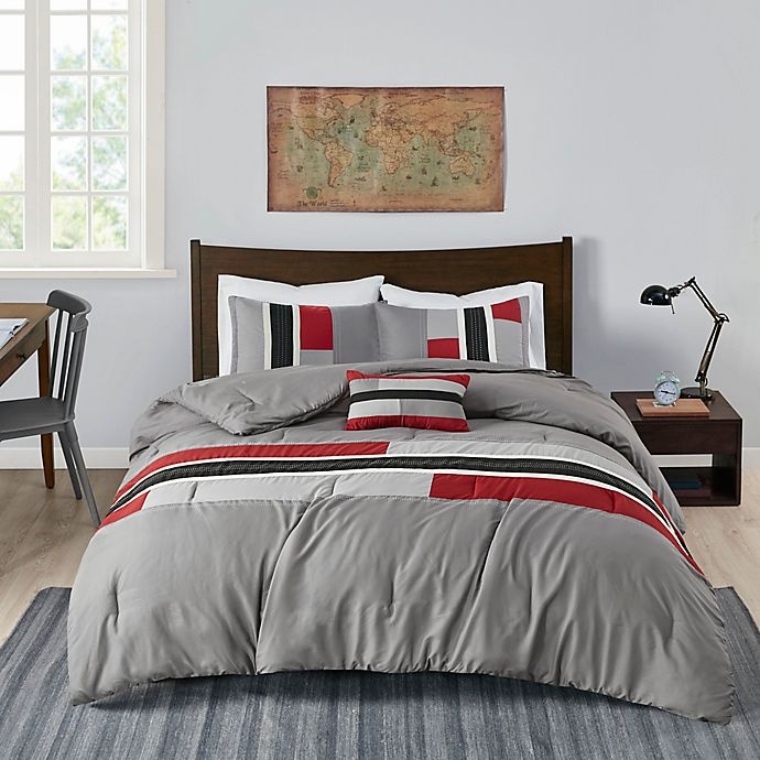 slide 3 of 8, Mi Zone Pipeline Twin/Twin XL Comforter Set - Red, 1 ct