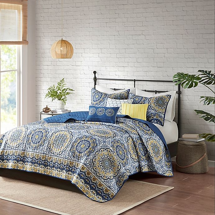slide 1 of 6, Madison Park Tangiers King Coverlet Set - Blue, 1 ct