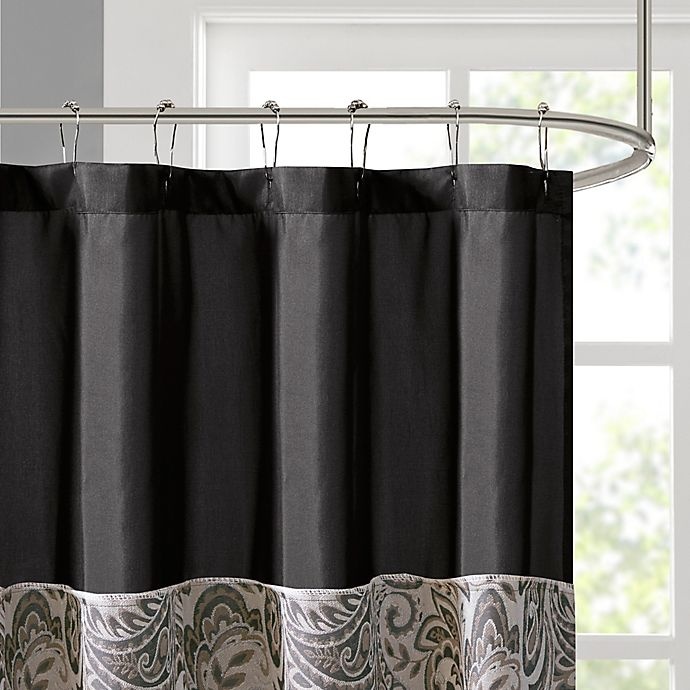 slide 3 of 4, Madison Park Aubrey Jacquard Shower Curtain Black, 72 in x 72 in