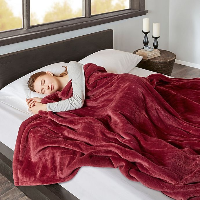 slide 2 of 4, Beautyrest Microlight-to-Berber Reversible Queen Heated Blanket - Garnet, 1 ct