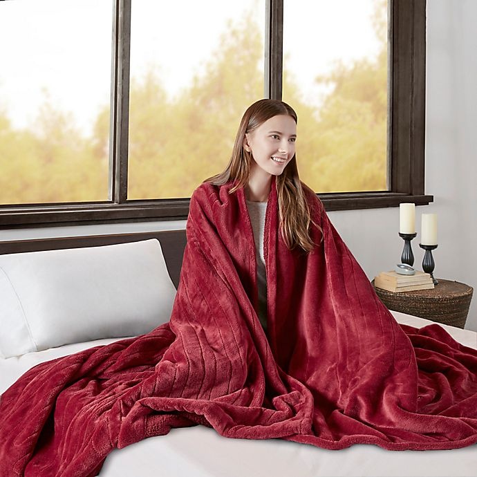 slide 3 of 4, Beautyrest Microlight-to-Berber Reversible Queen Heated Blanket - Garnet, 1 ct