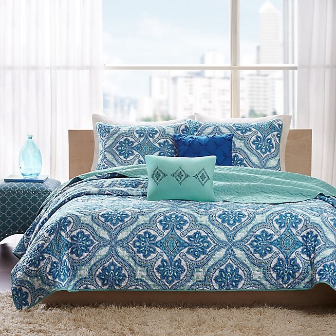 slide 2 of 6, Intelligent Design Lionna Full/Queen Coverlet Set - Blue, 5 ct